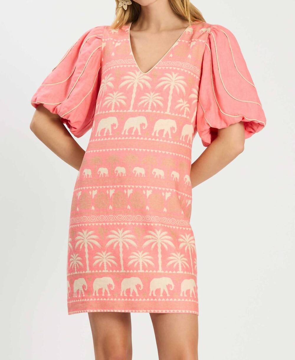 NEW TYLER BOE lexi linen tropical dress in shell pink